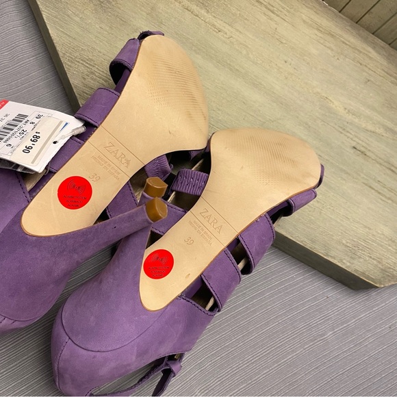 NWT Zara Purple Suede Stiletto Heels Made in Spain 39 - Picture 11 of 12